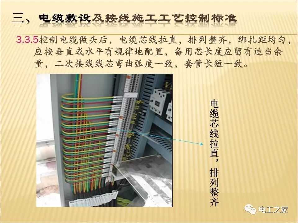 一條完成開關柜安裝，電纜橋架施工，電纜敷設及布線施工，照明配電箱施工